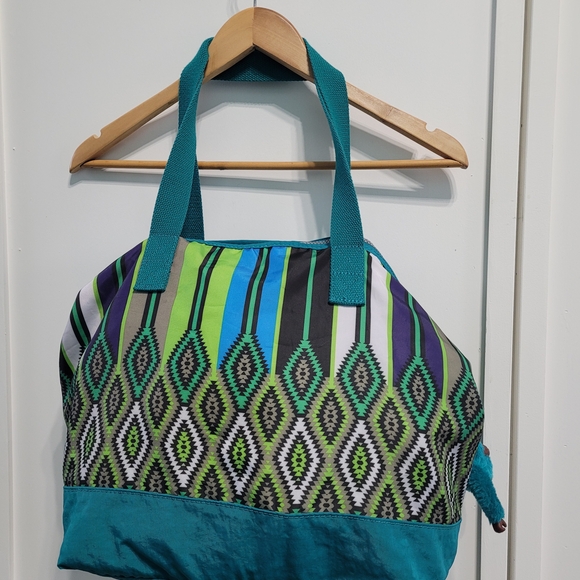 Kipling Teal and Green Patterned Travel Bag - Picture 2 of 6